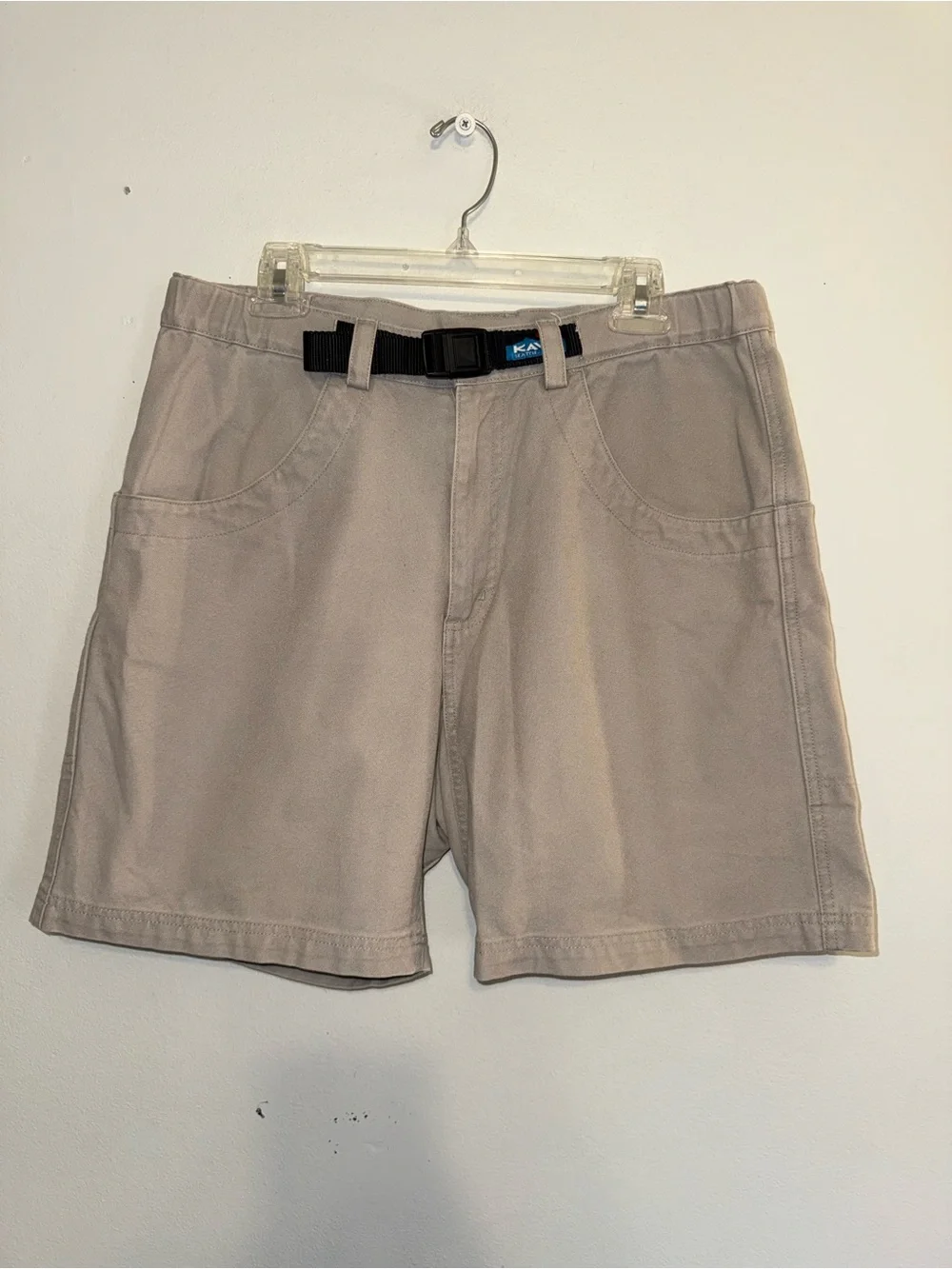 Kavu Chili Lite Belted Cotton Shorts Hiking Outdoors Climbing Beige Tan Mens L